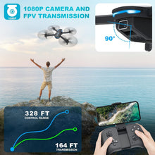 Load image into Gallery viewer, Portable Foldable Quadcopter Drone with 1080P Camera - Ideal for Fun Adventures