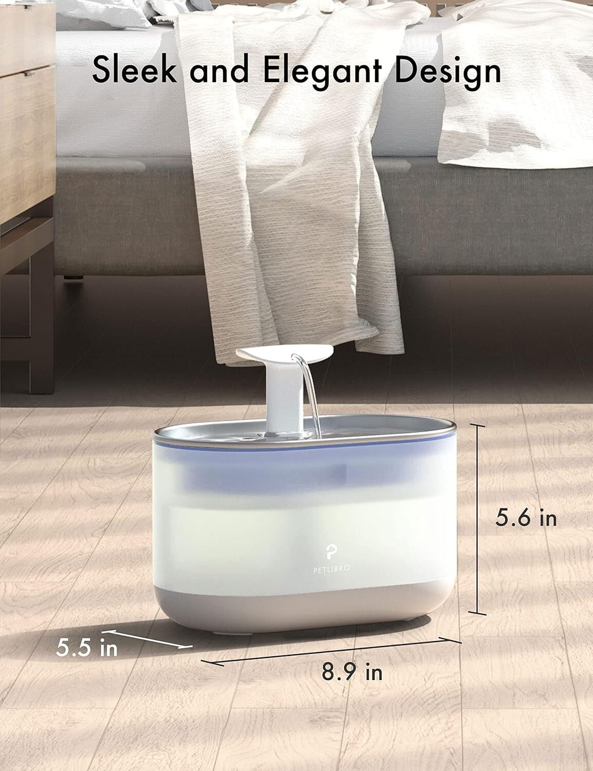 Ultra Quiet 2.1L Pet Water Fountain - Stainless Steel & Emergency Water Storage