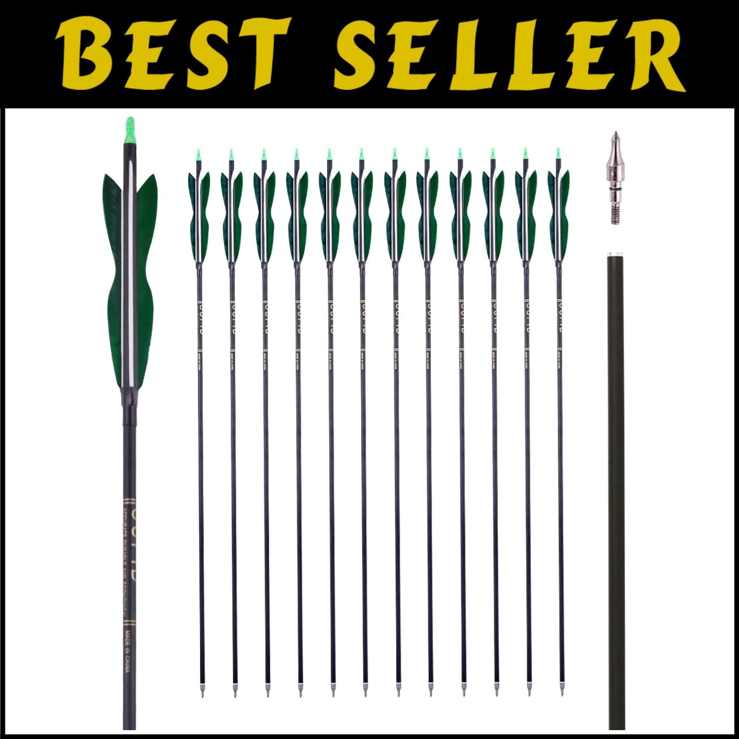 Archery Carbon Arrows 31.5" with Adjustable Nocks & Turkey Feathers - 12 Pack