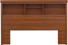 Load image into Gallery viewer, Elegant Full/Queen Bookcase Headboard - Durable Cherry Finish with Storage
