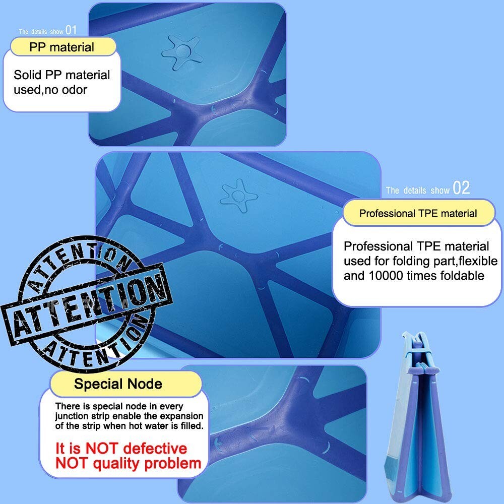 Blue Foldable Shower Tub for Toddlers & Petite Adults - Easy Storage Solutions