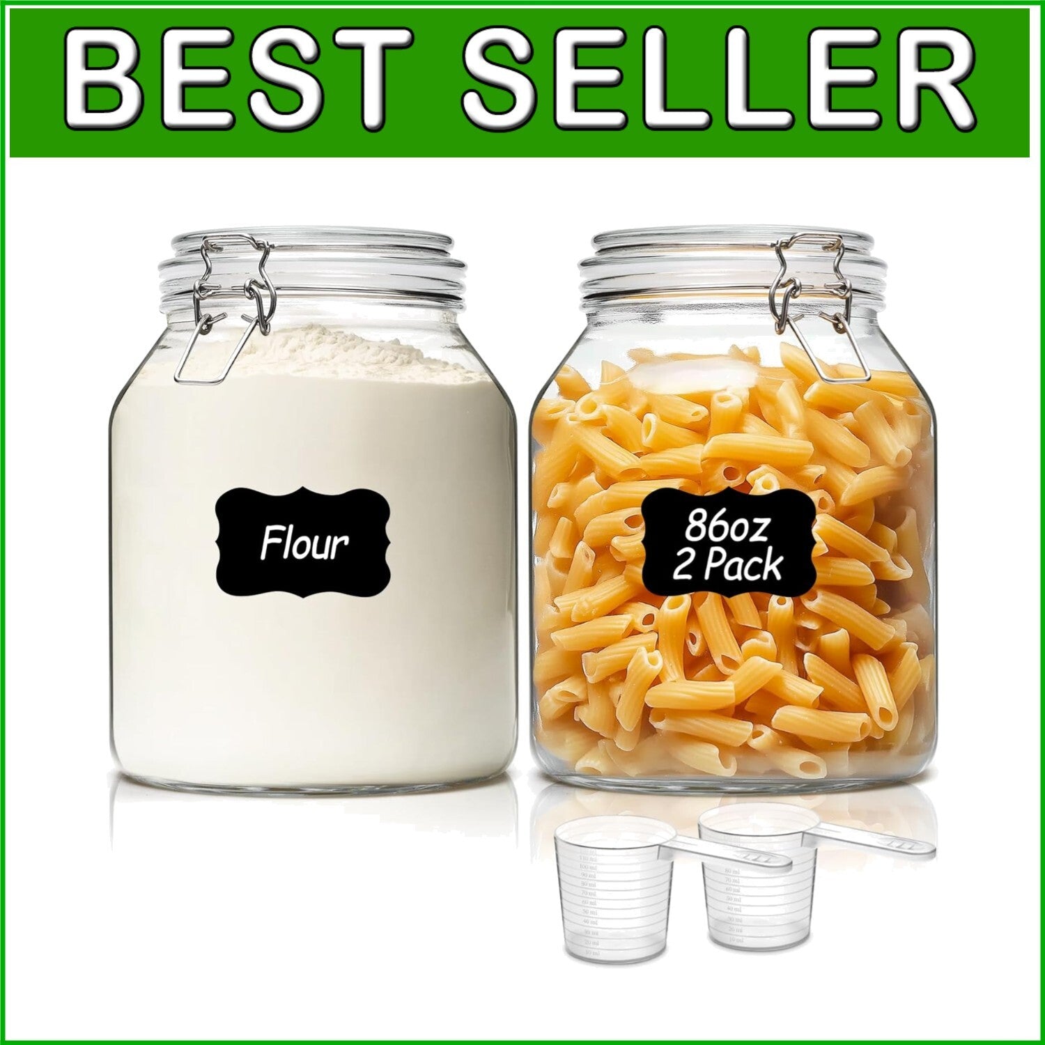 Versatile 86 oz Glass Storage Jars with Airtight Lid - Ideal for Kitchen Use