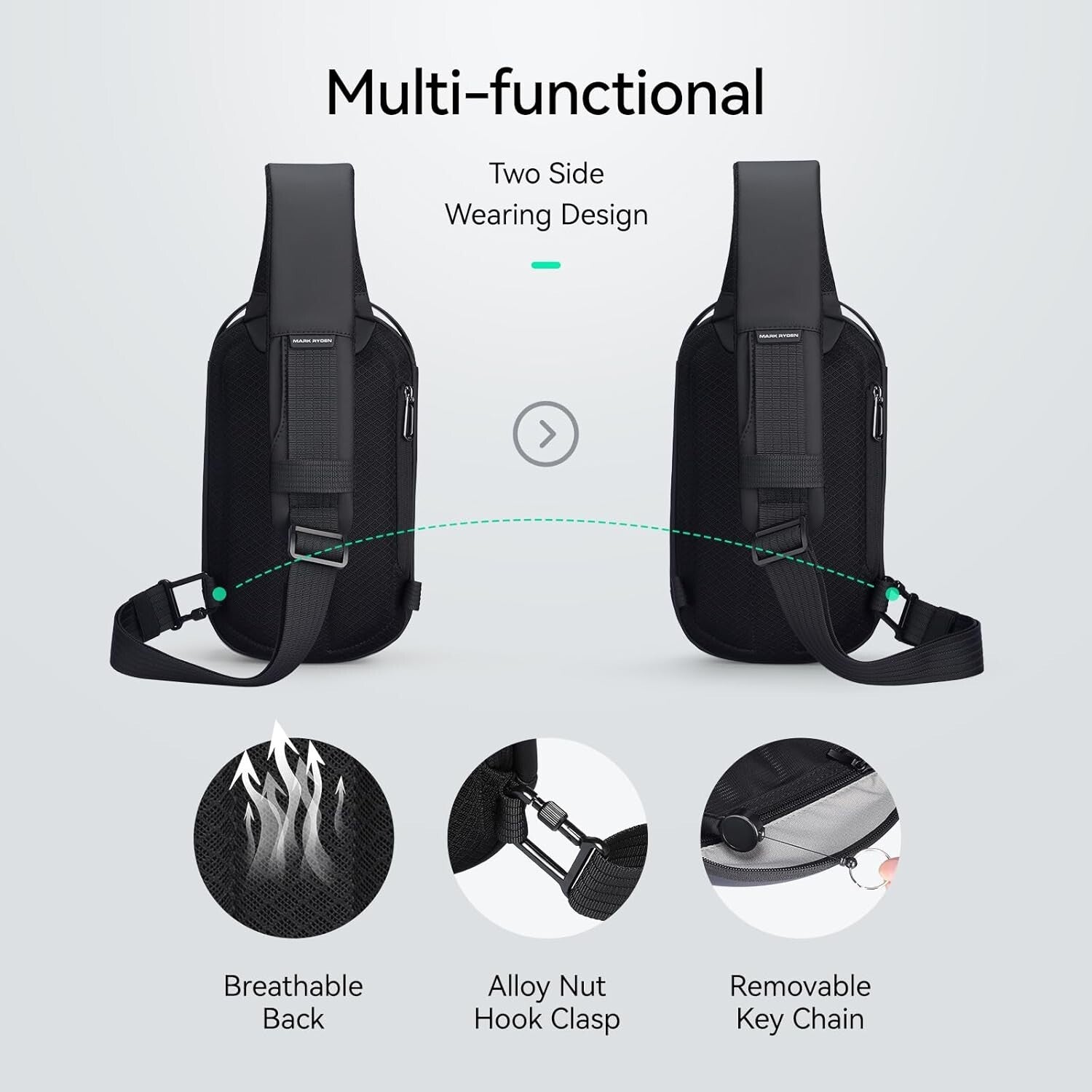 Multi-Functional Men's Sling Bag with Hard Shell & USB Port - Perfect for Travel