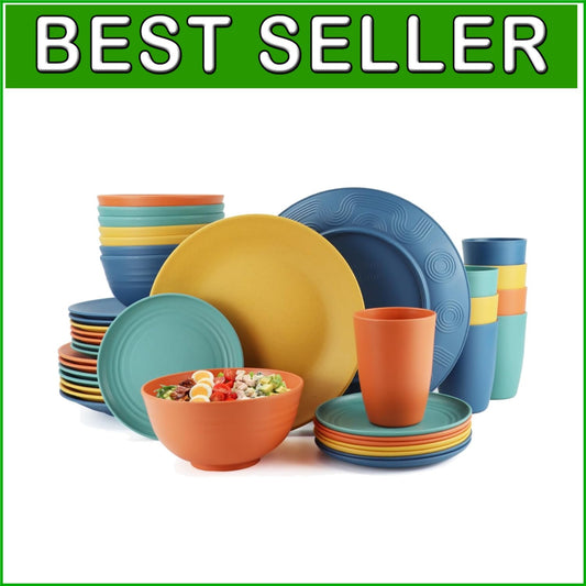 40-Piece Unbreakable Wheat Straw Dinnerware Set - Multi Color for 8-Person Use