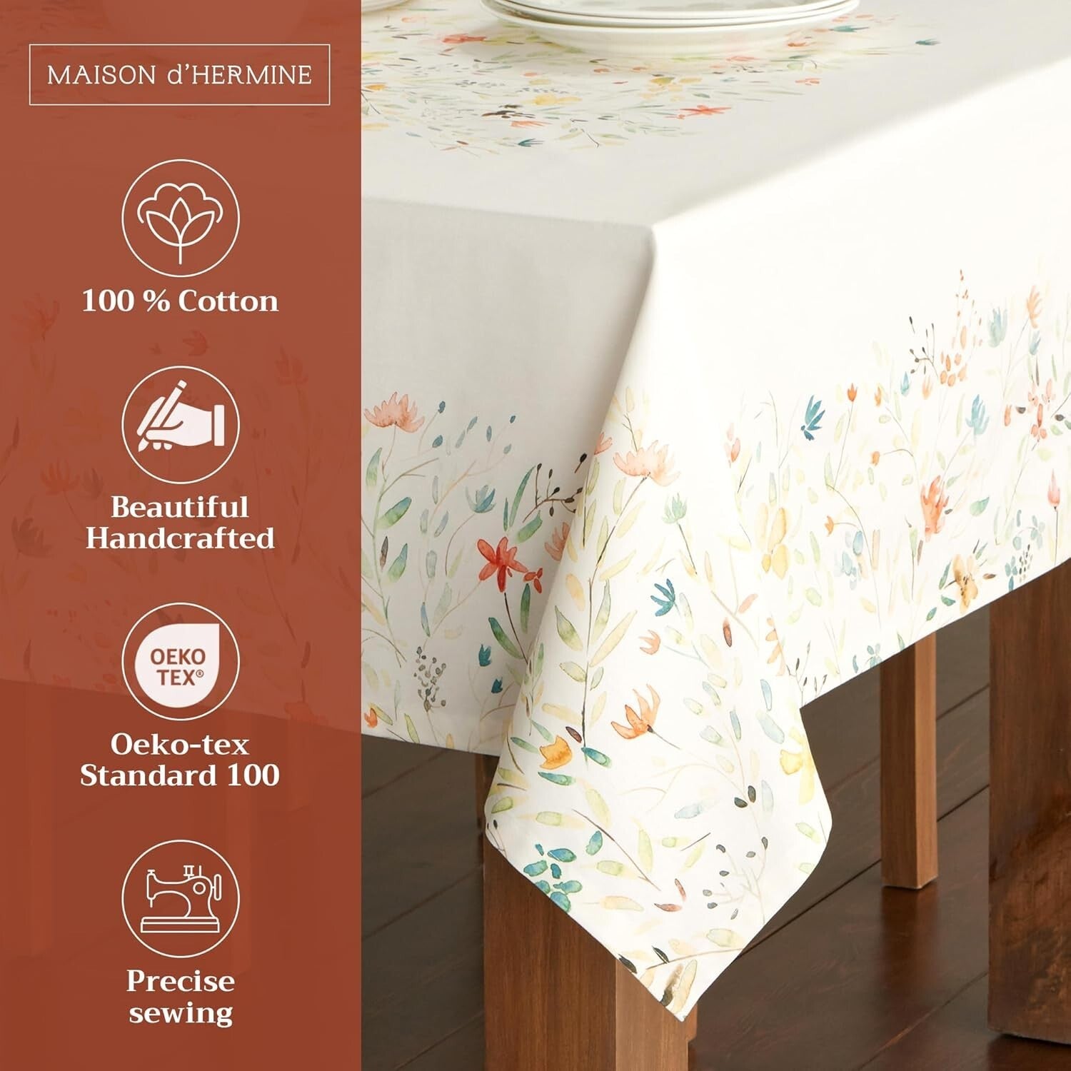 Elegant 60"x90" Cotton Tablecloth with Pleated Corners - Ideal for Any Occasion