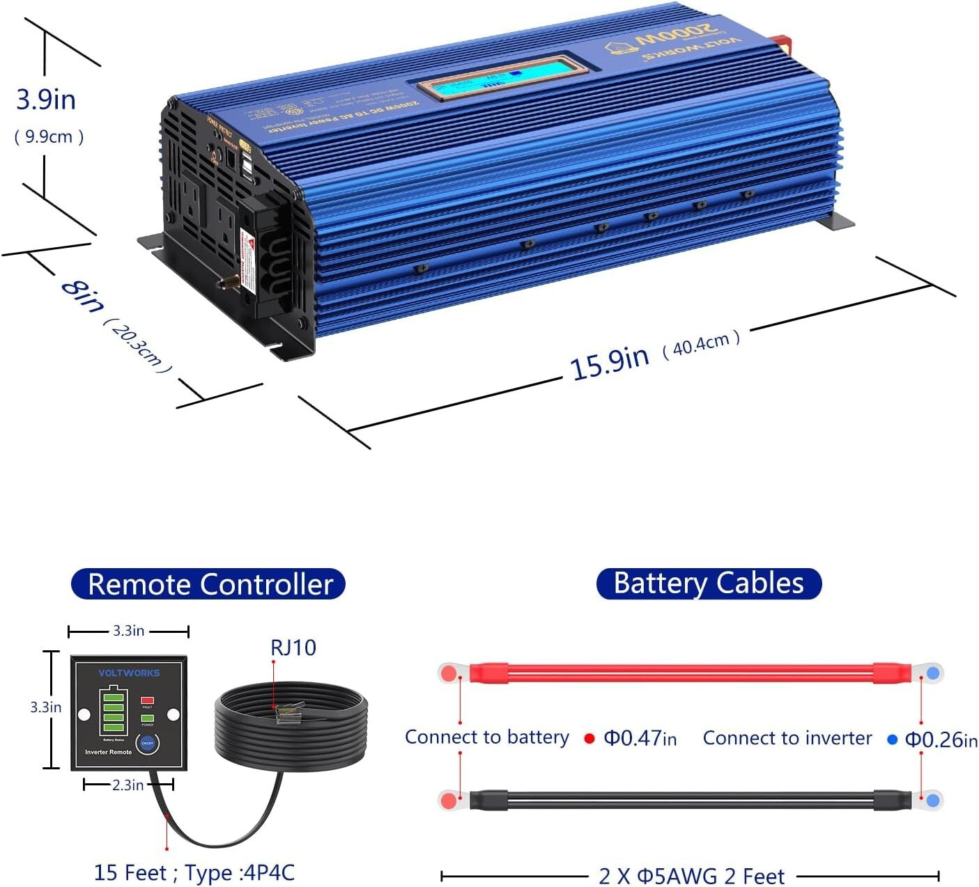 2000W Remote-Controlled Inverter with Dual USB Ports for Outdoor Adventures