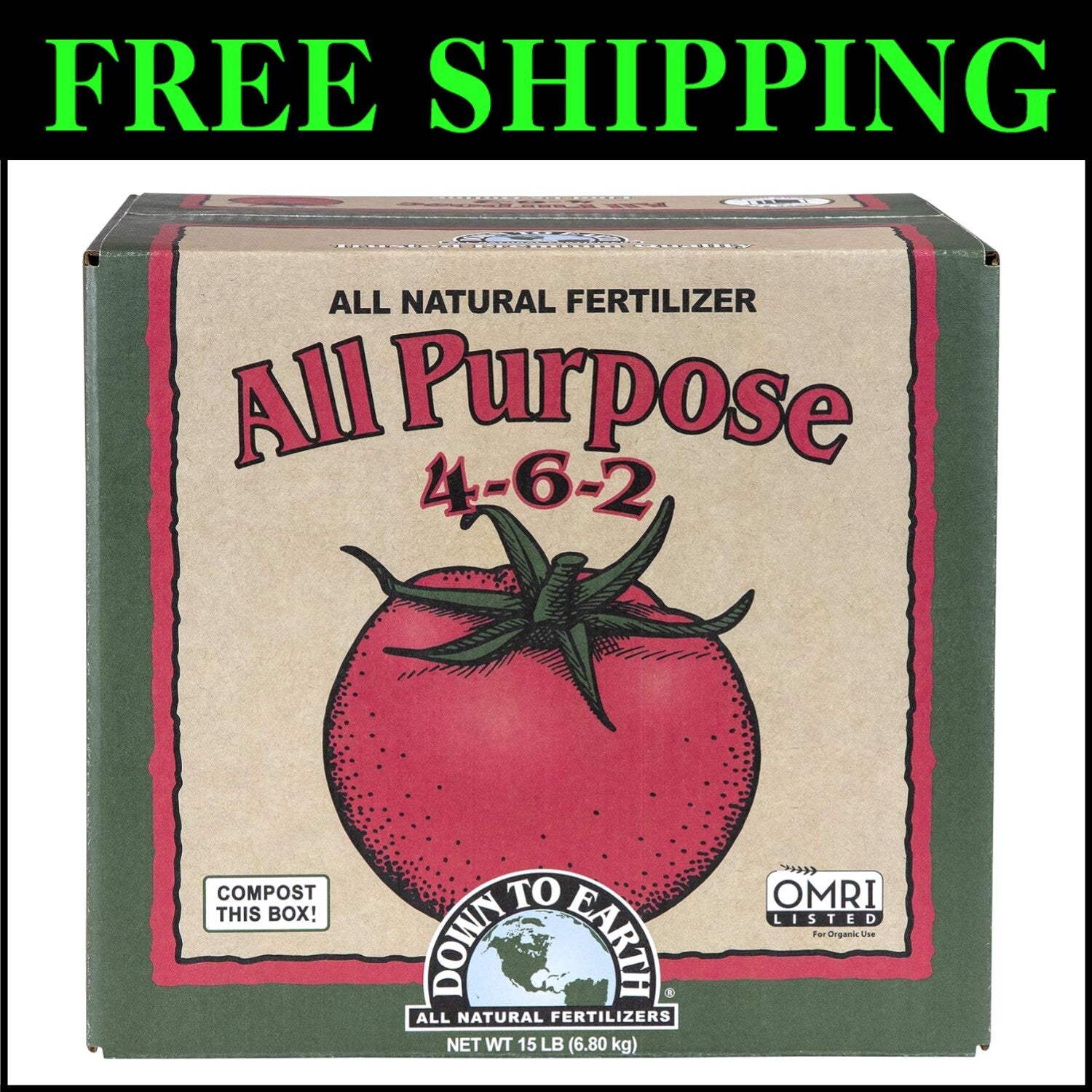 Organic All Purpose Fertilizer 4-6-2 Mix for Tomato & Vegetable Plants - 15 lb
