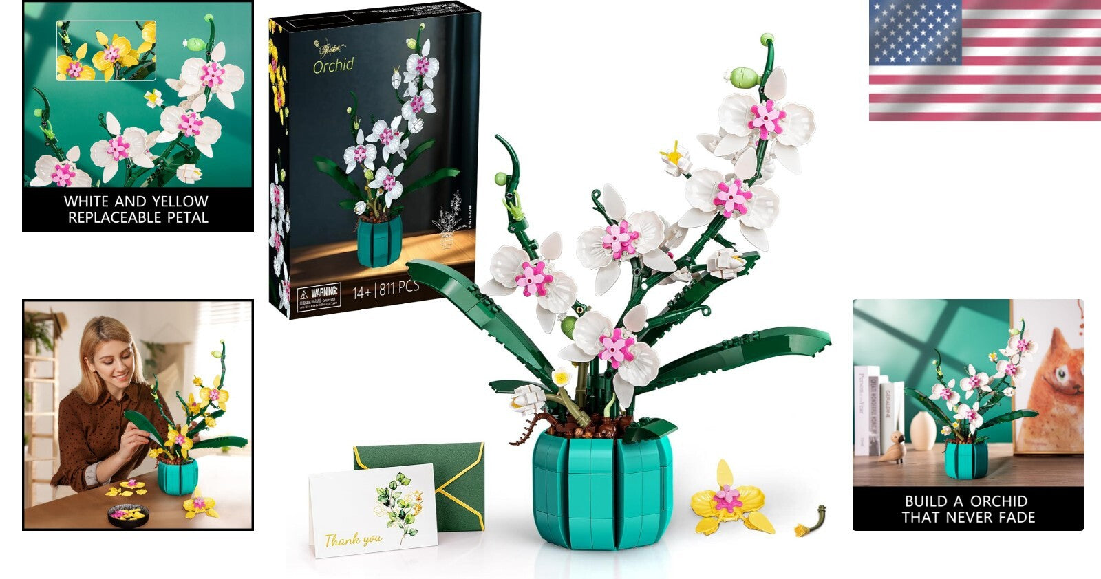 Elegant Artificial Orchid Flower Building Set - Perfect Gift for All Occasions