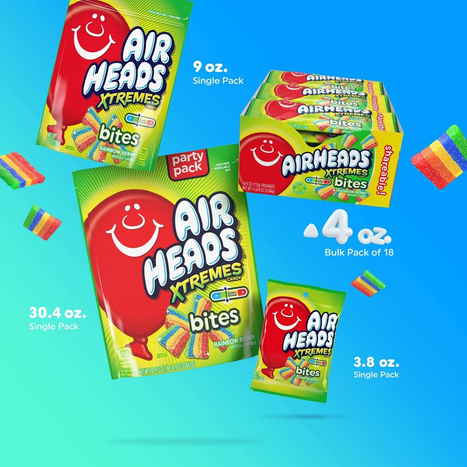 Assorted Xtremes Bites - 5 Flavor Bulk Candy for Parties, Events, and Holidays