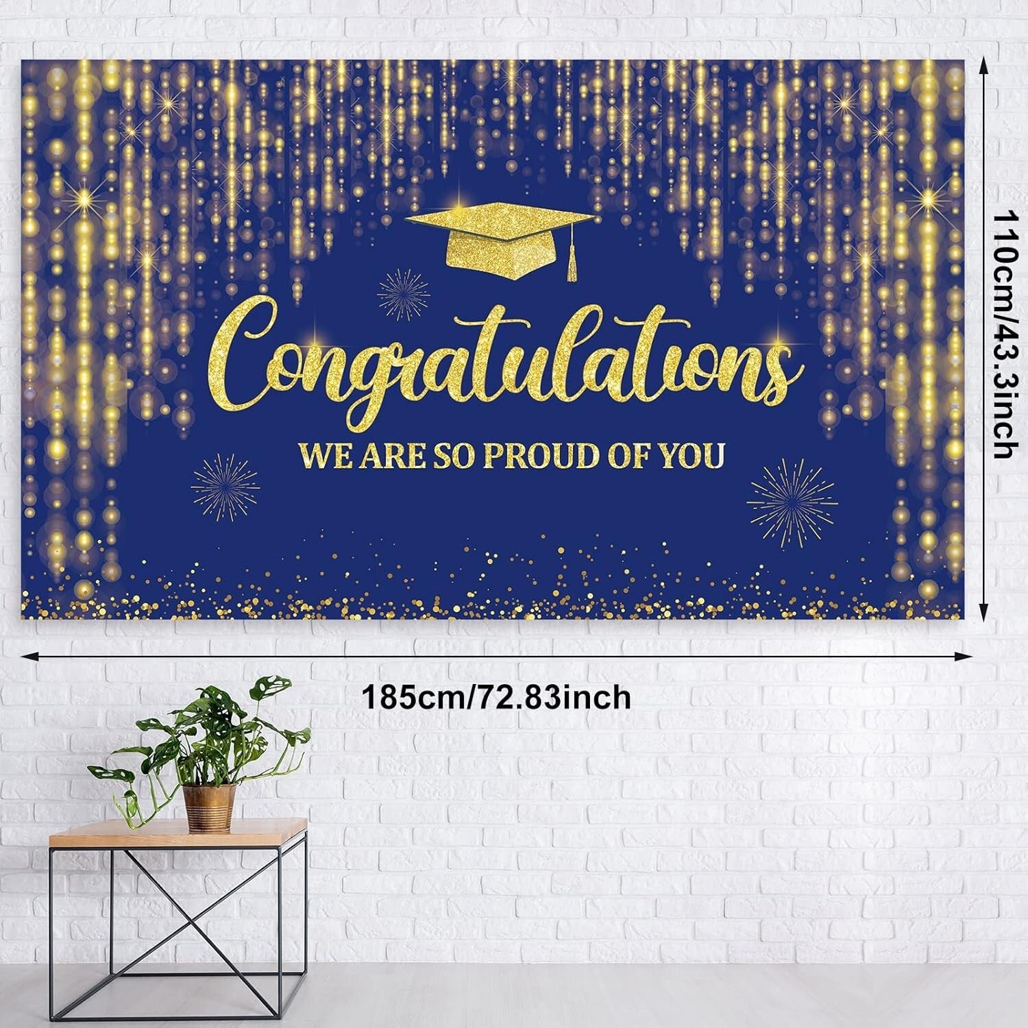 Complete Graduation Decor Bundle - Balloons, Backdrop & Gold Dot Tablecloths