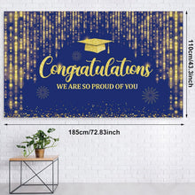 Load image into Gallery viewer, Complete Graduation Decor Bundle - Balloons, Backdrop &amp; Gold Dot Tablecloths
