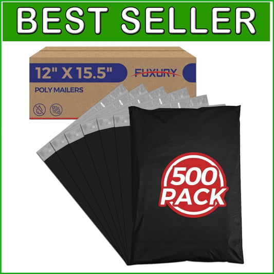 500 Bulk Poly Mailers 12x15.5'' - Strong Self-Sealing Shipping Bags for Business