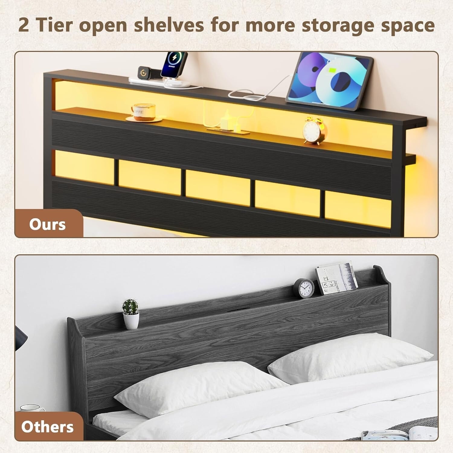 Durable Twin Bed Frame with USB Charging Station & Under-Bed Storage Solutions