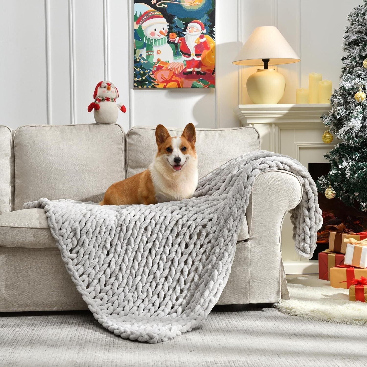 Aesthetic Boho Chunky Knit Blanket - Cozy 40x50 Inch Chenille Throw Gift Pack