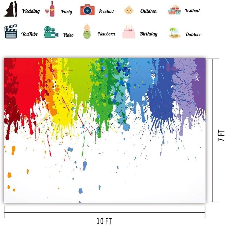Lightweight Abstract Paint Splatter Backdrop, Ideal for Photo Booths (10x7ft)