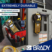 Load image into Gallery viewer, Compact Yellow/Black Label Printer with Adjustable Font &amp; Quick Start Guide