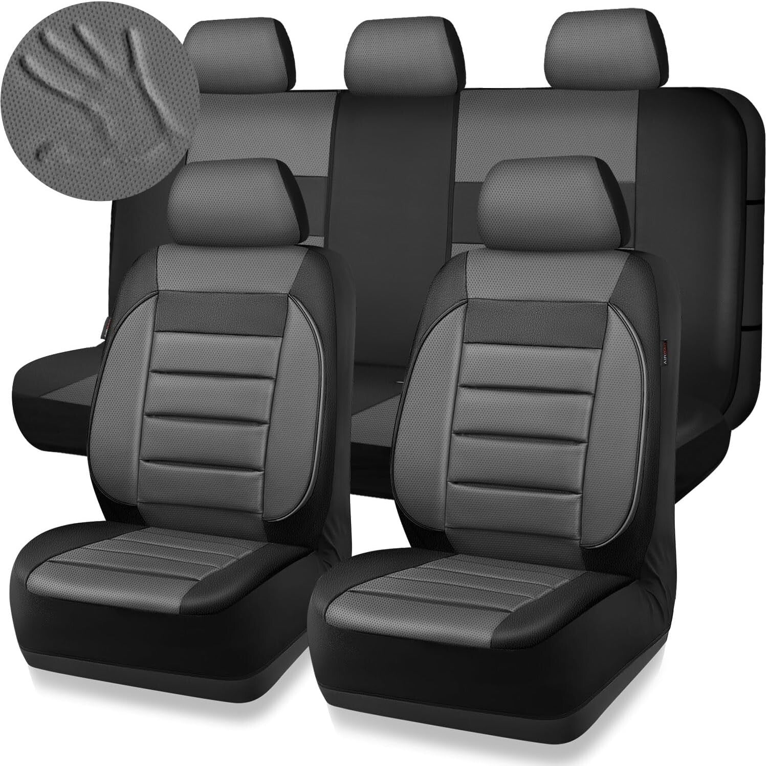 Elegant Gray & Black Leather Seat Covers for SUVs, Sedans & Vans – Full Coverage