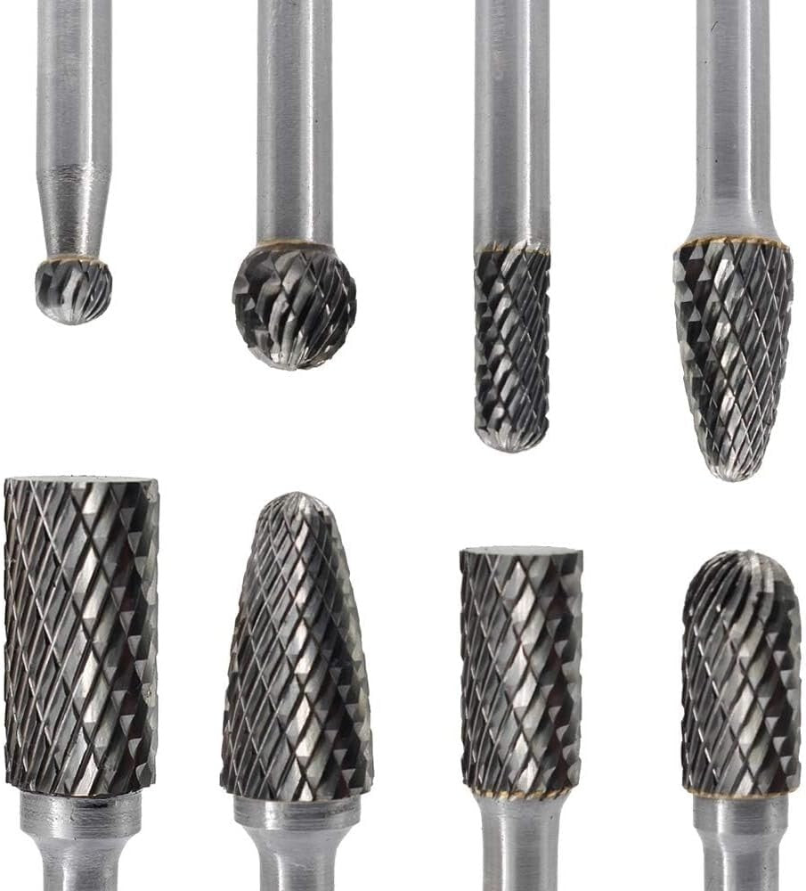 Professional 8-Piece Carbide Rotary File Set for Detailed Wood and Metalwork