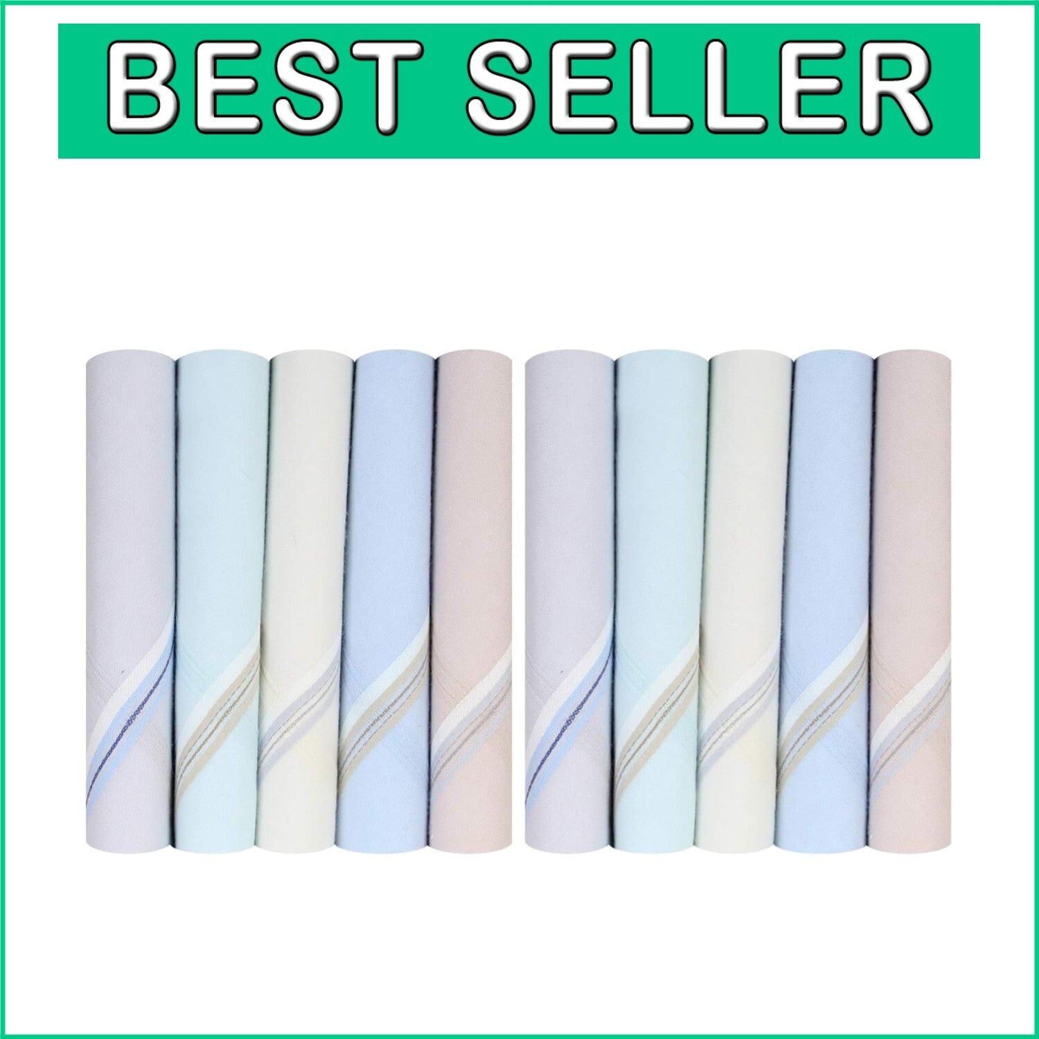 Durable & Stylish 10 Piece Cotton Hankie Set - Skin-Friendly & Machine Washable