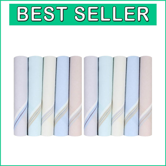 Durable & Stylish 10 Piece Cotton Hankie Set - Skin-Friendly & Machine Washable
