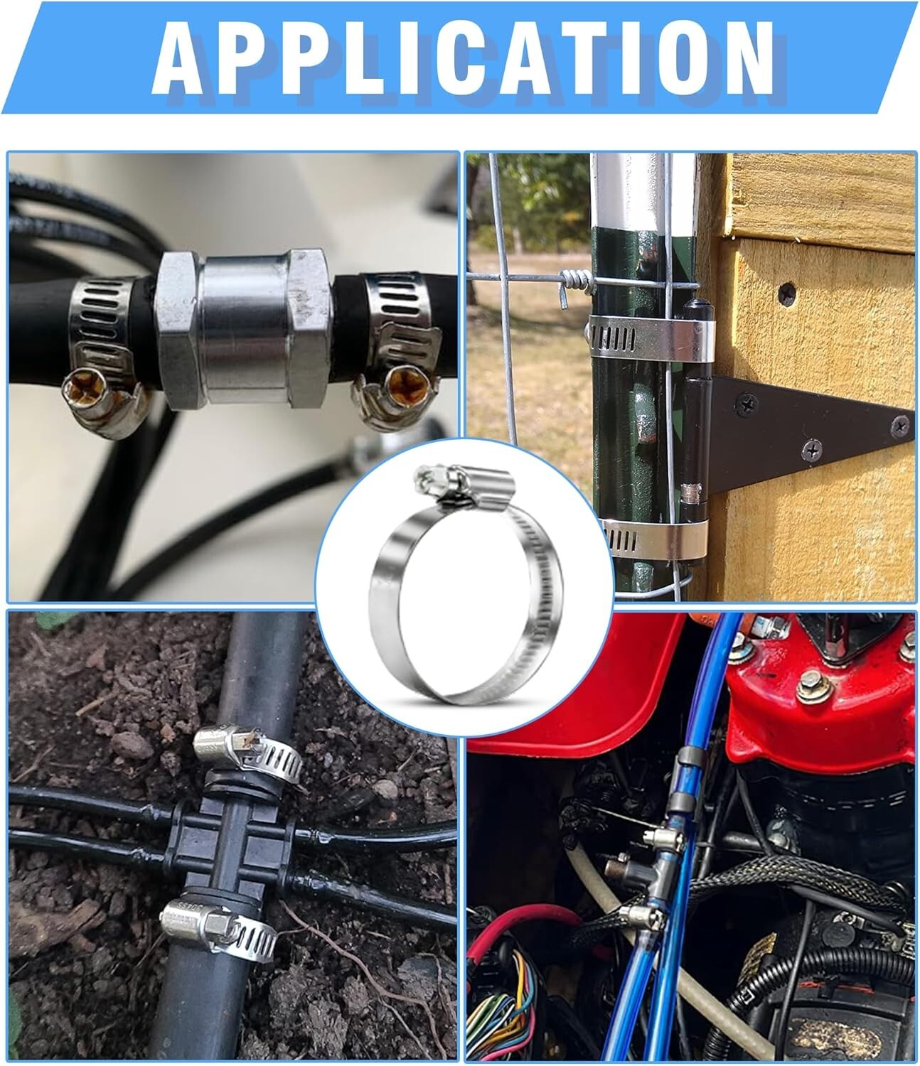 High-Strength Stainless Steel Hose Clamps - 115pcs with Rolled Edge Protection