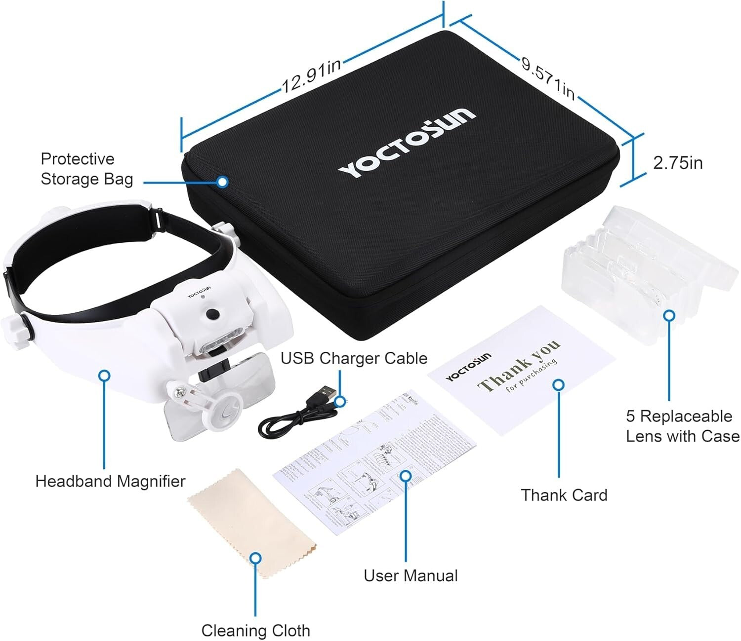 Hands-Free Head Magnifier with 1X-14X Magnification - Perfect for Jewelry Making