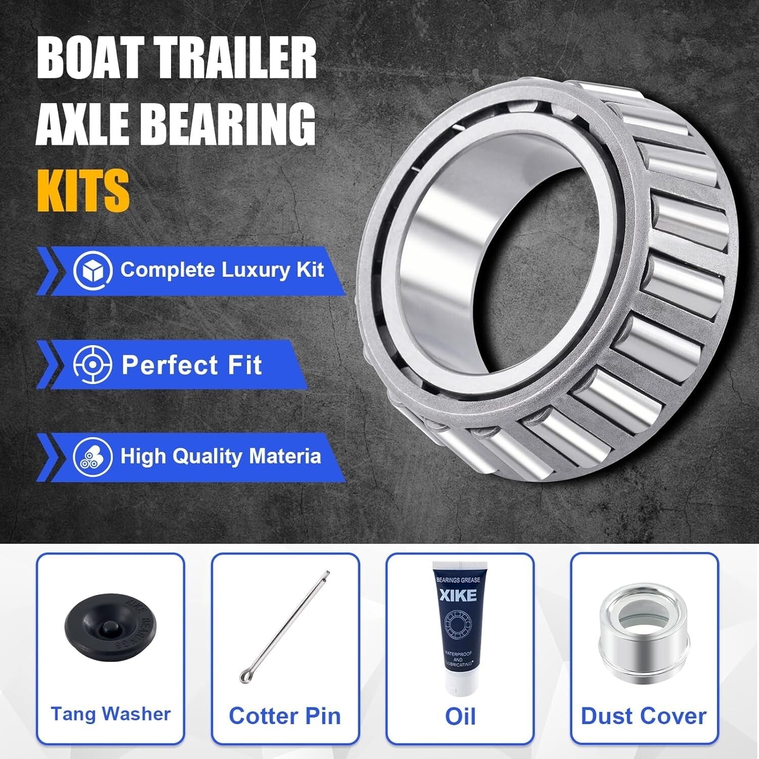 Alloy Steel 4 Set Trailer Wheel Hub Kit with Dust Cover & Cotter Pin Included