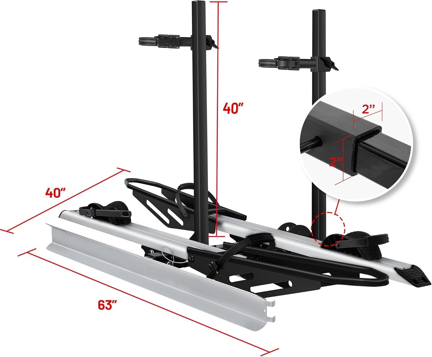 Heavy-Duty Bike Rack with Ramp - Ideal for Cars, SUVs & RVs, 2-inch Receiver