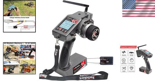 Durable Waterproof Telemetry RC Transmitter with 1900ft Range & Custom Channels