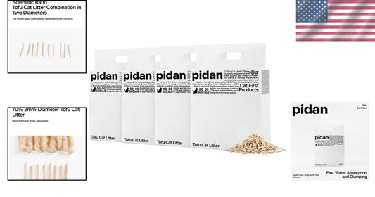 Eco-Friendly Tofu Cat Litter - Clumping, Fast Drying & Less Scattering 5.3lb x 4