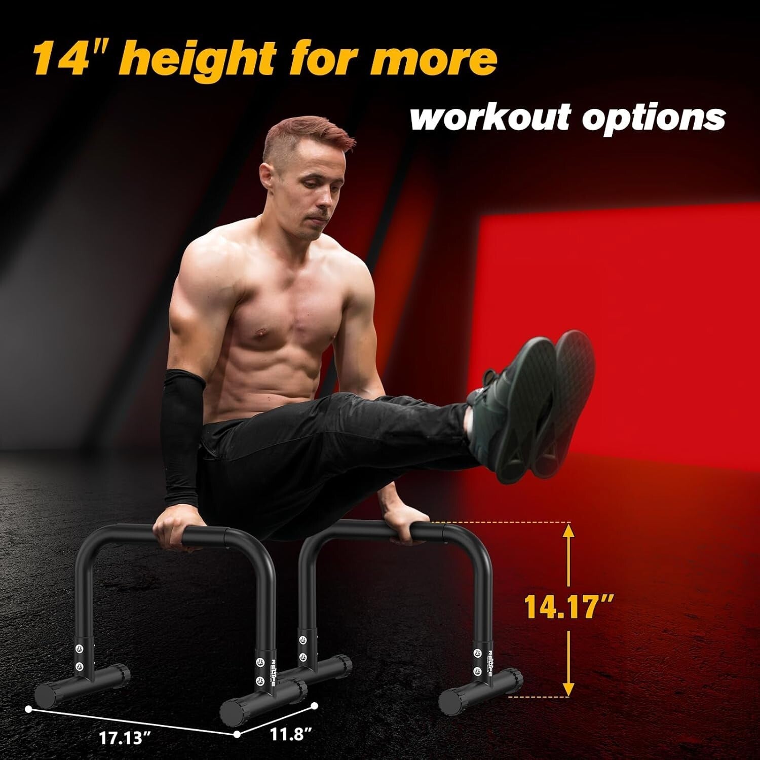 Adjustable Height Dip Bar Station - Fitness Workout Equipment for Home Training