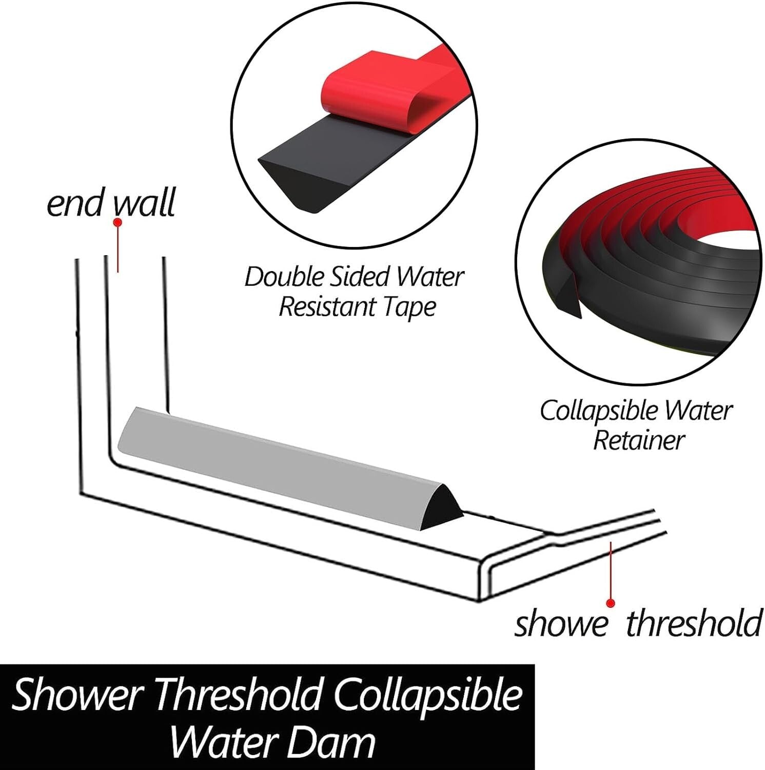 Durable 98-Inch Black Water Dam Strip for Easy Installation and Leak Prevention