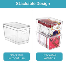 Load image into Gallery viewer, 8 Pack Stackable Clear Storage Bins with Handles - Perfect for Pantry &amp; Kitchen