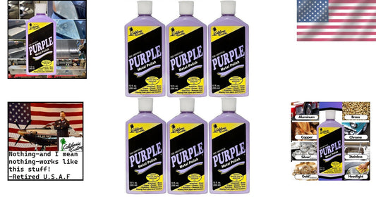 Professional Quality Purple Metal Polish - Safe for Cars, Boats & More, 15 oz