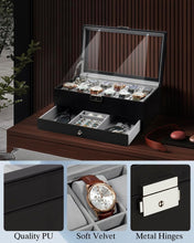 Load image into Gallery viewer, Premium 12-Slot Watch &amp; Jewelry Organizer with Soft Interior &amp; Tabletop Design
