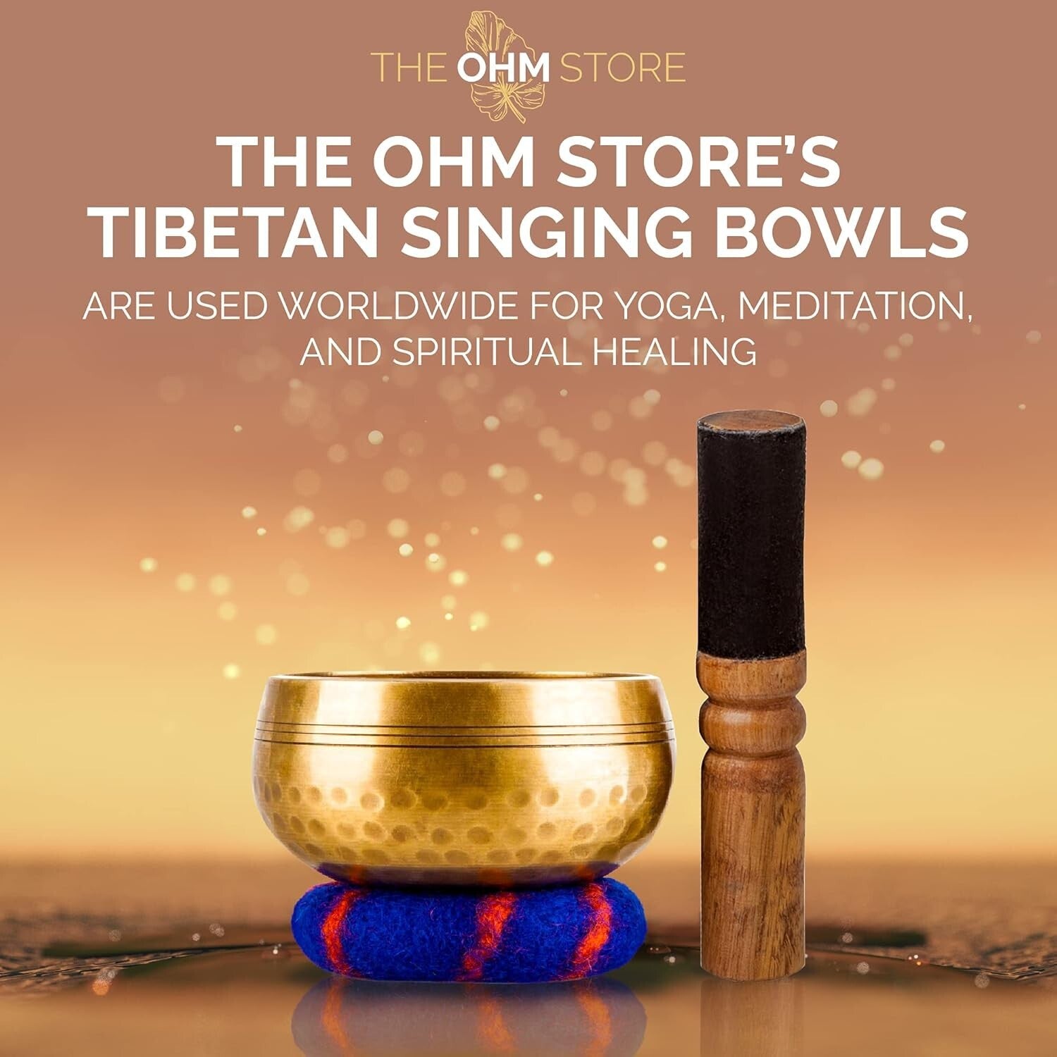 Meditation Singing Bowl Set with Engraved 'Medicine Buddha' - Perfect Gift Idea