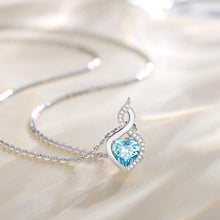 Load image into Gallery viewer, March Birthstone Necklace - 14K White Gold Aquamarine Heart with Diamond Pendant