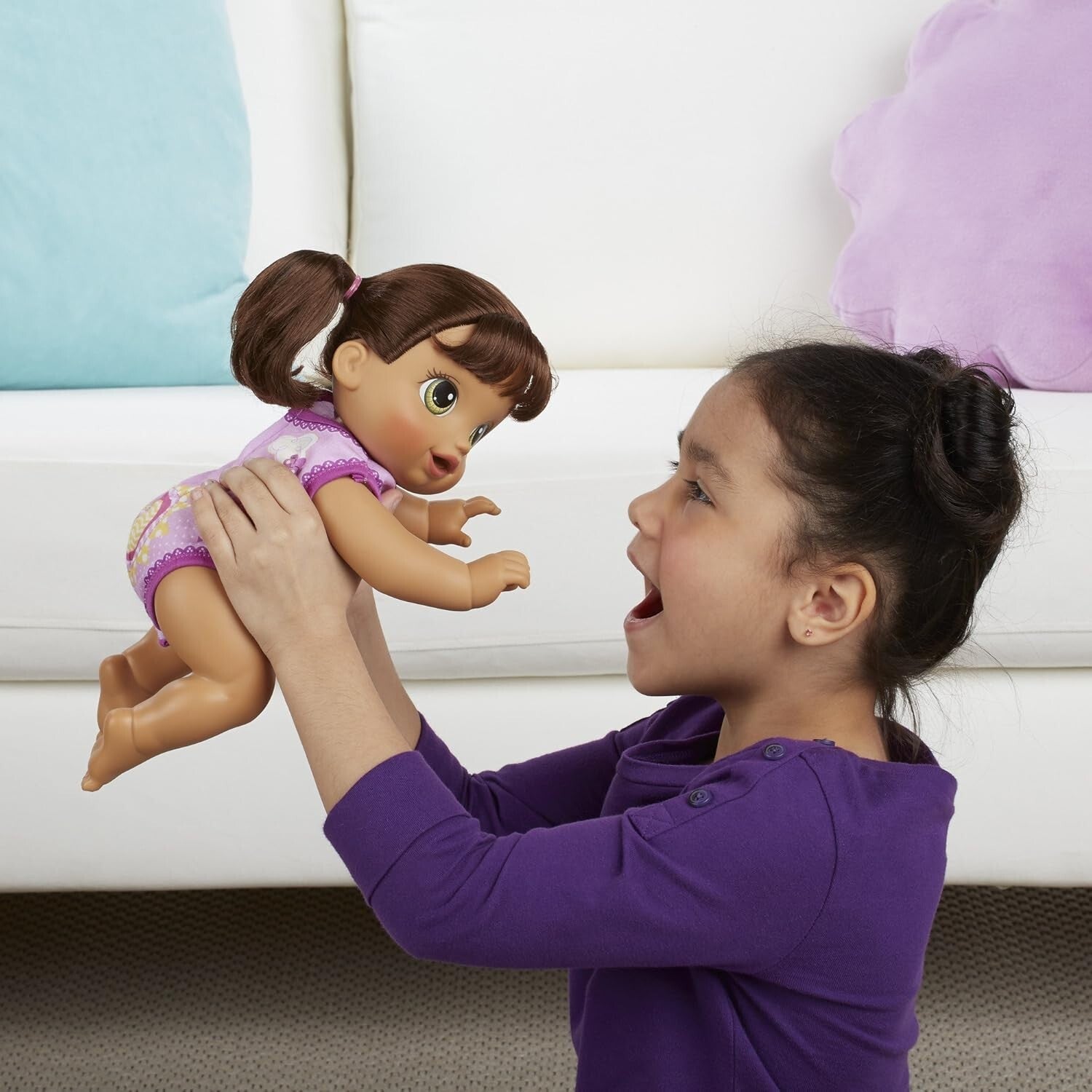 Baby Go Bye Bye Brunette - Fun Talking and Crawling Doll with Accessories