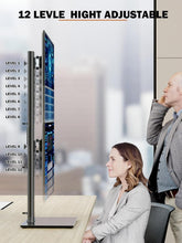 Load image into Gallery viewer, Ergonomic Dual Monitor Stand - Adjustable Height Riser for 13" to 34" Screens