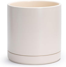 Load image into Gallery viewer, Large Round Ceramic Plant Pot - 10" Oatmeal Planter with Drainage Hole &amp; Saucer