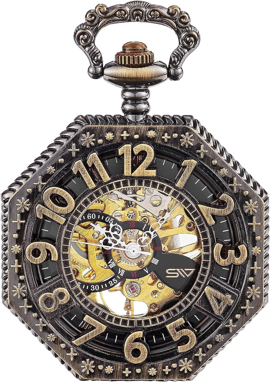 Elegant Mechanical Pocket Watch with See-Through Gears - Ideal for Cosplay