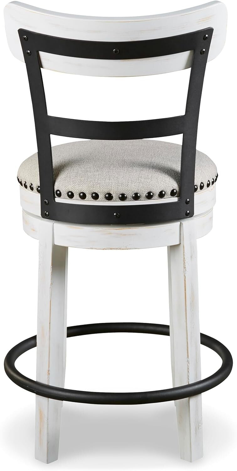 Valebeck 24.5" Modern Swivel Counter Height Barstool in Whitewash Finish