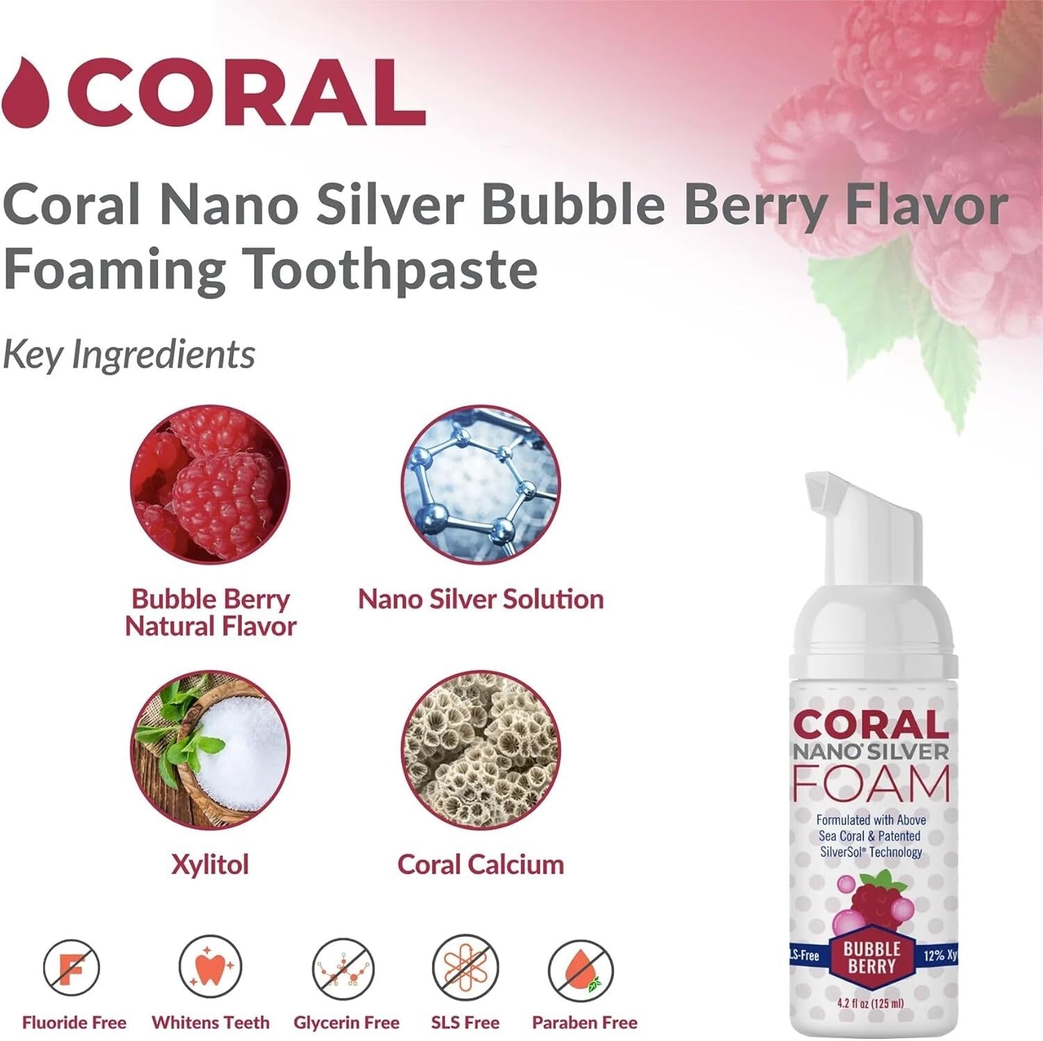 Effective Fluoride-Free Foaming Toothpaste with Nano Silver - Family 4oz Pack