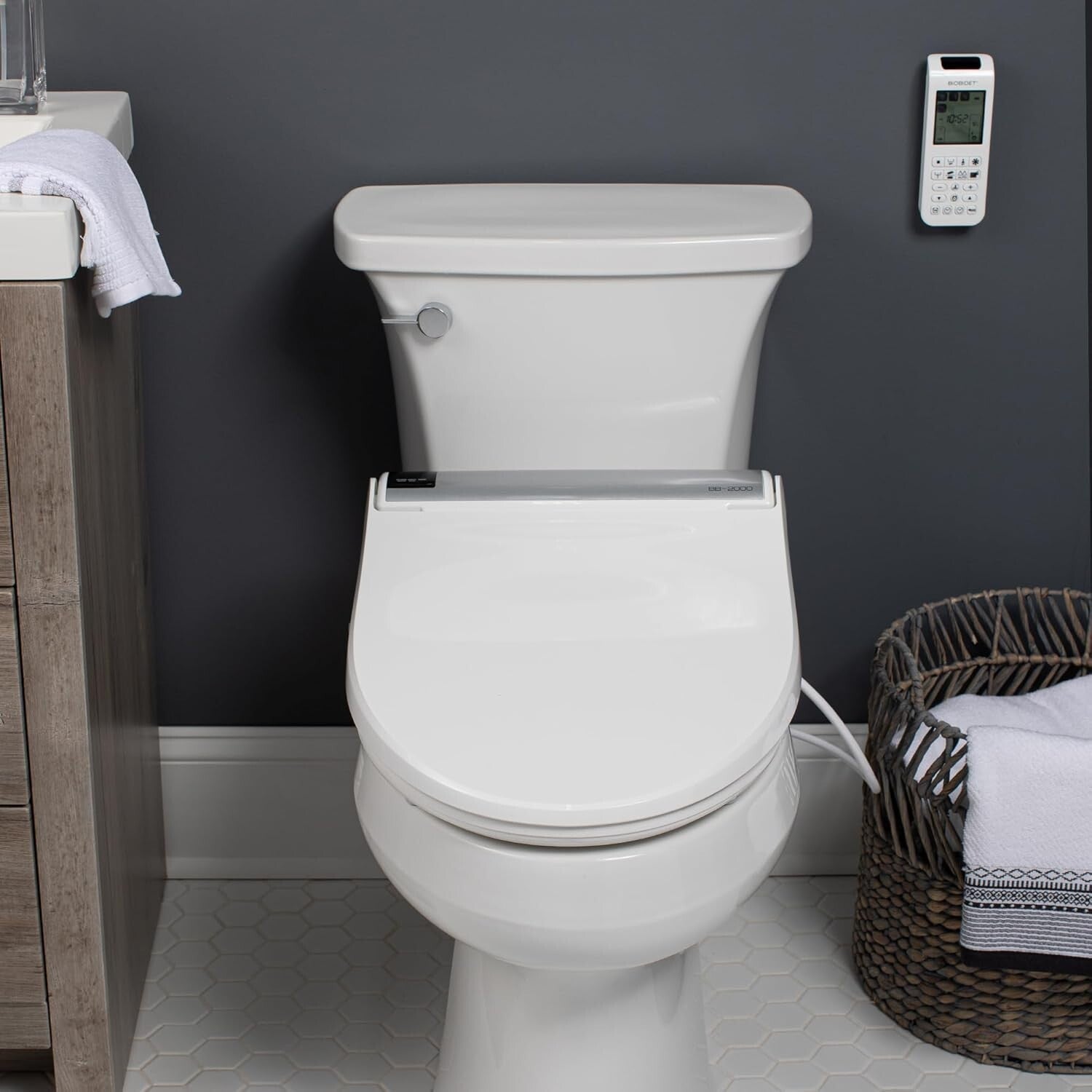 Bliss Electric Bidet Toilet Seat - Warm Water, Adjustable Dryer, Elongated White