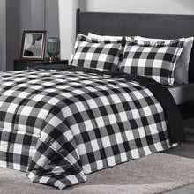 Load image into Gallery viewer, Stylish 3-Piece Black/White Plaid Comforter Set with Pillow Shams for Queen Beds