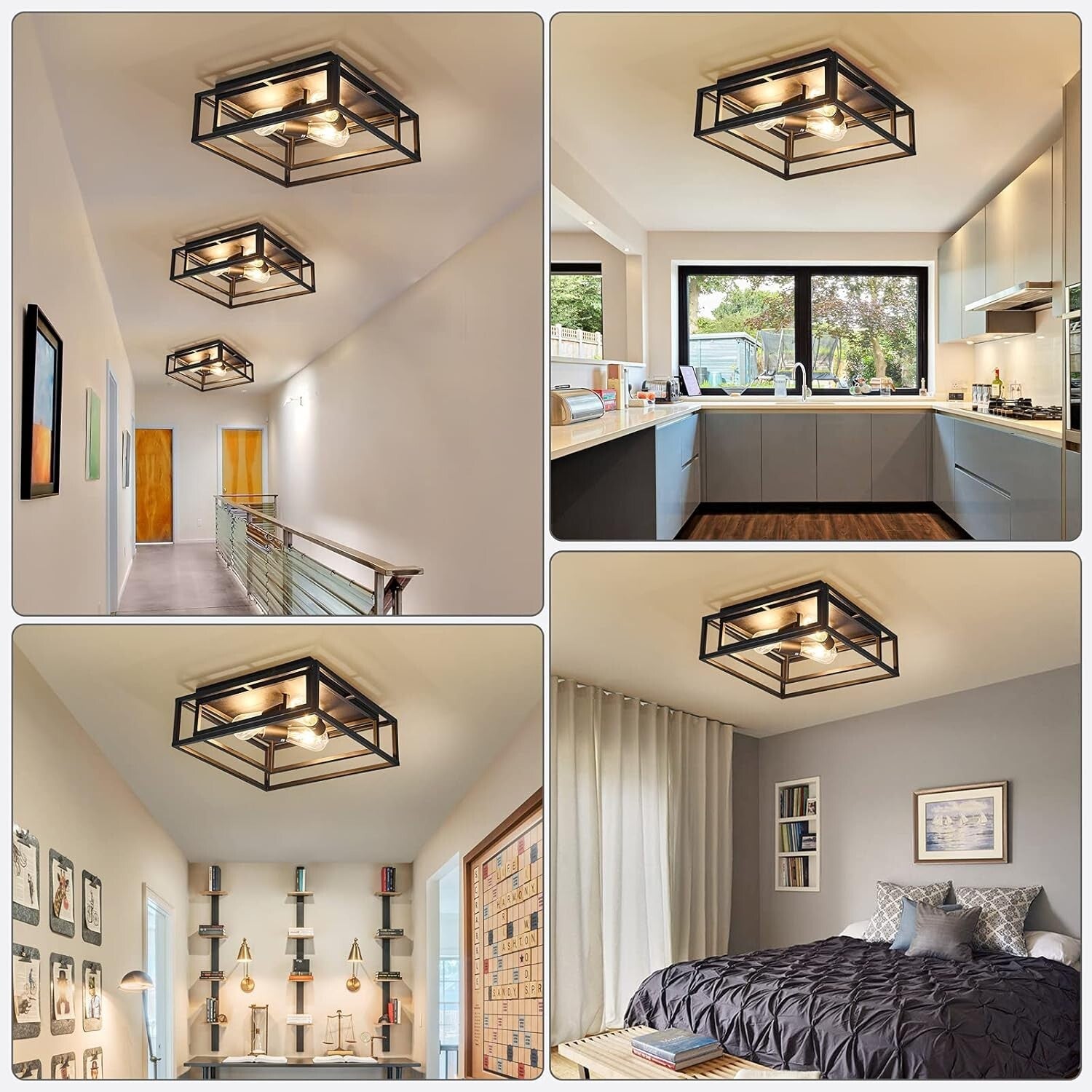 Sleek Modern Flush Mount 3-Light Ceiling Fixture for Dining & Living Spaces