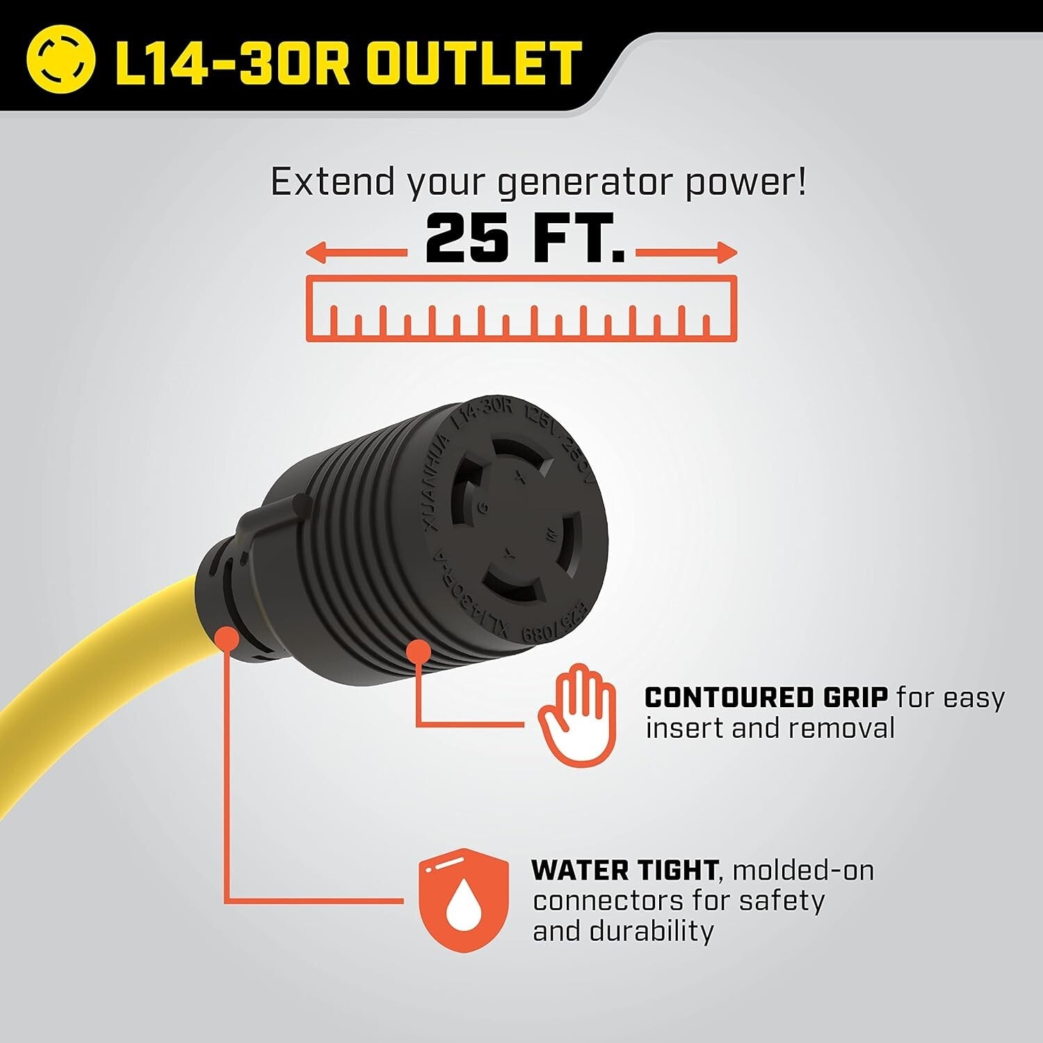 Champion 25-Foot 250-Volt Generator Power Cord - Safe Transfer Switch Connection
