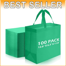 Load image into Gallery viewer, Versatile 100 Piece Non-Woven Grocery Bags - Portable &amp; Customizable in Green