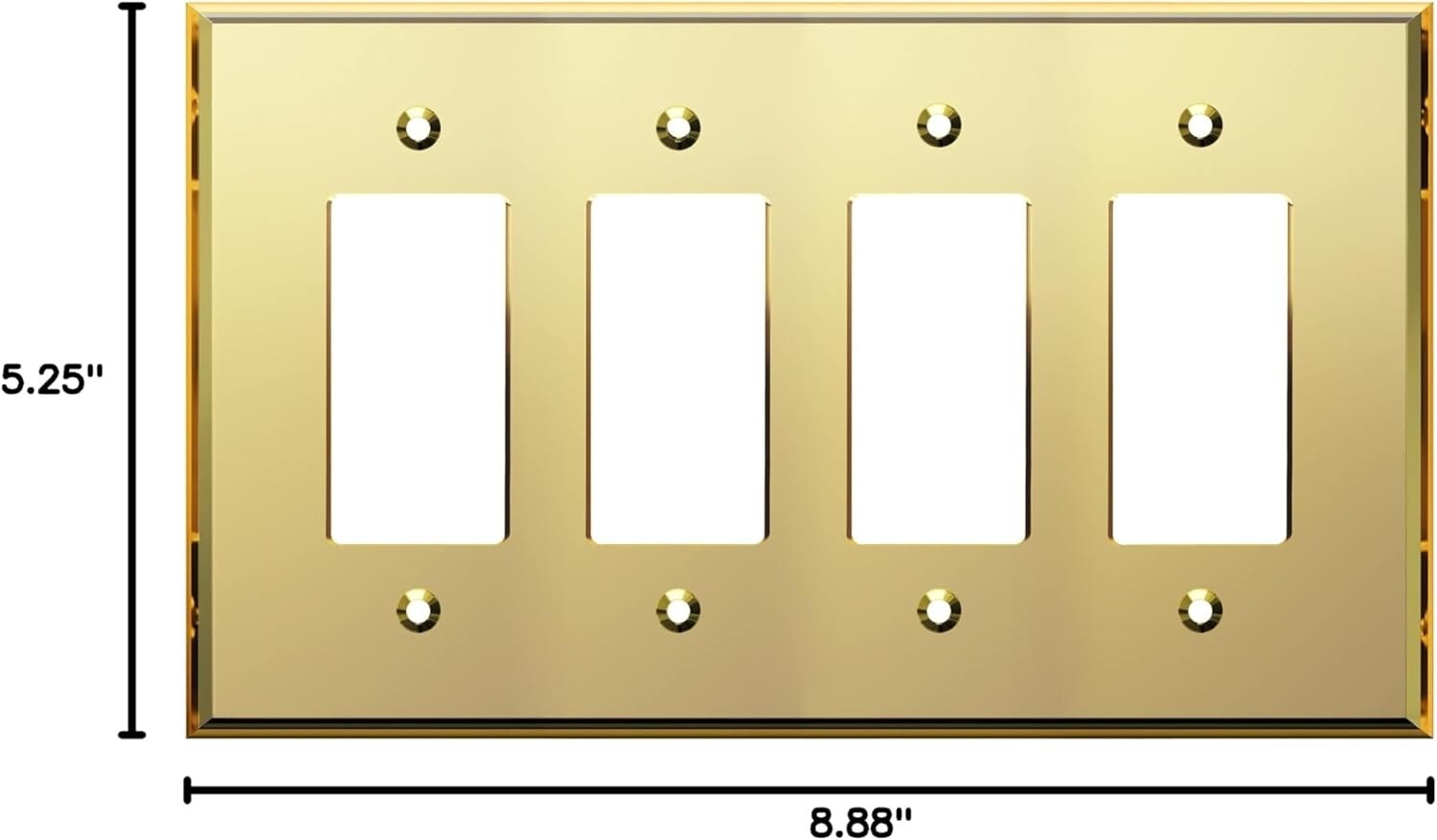 Chic 4-Gang Gold Acrylic Wall Plate with Reflective Finish - Luxe Decor Upgrade