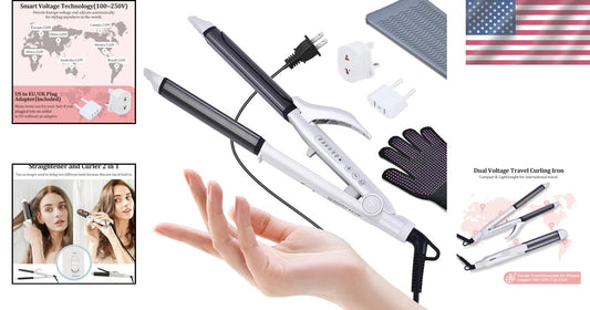 Compact Dual Voltage Travel Styler – Curling Iron with EU Plug & Argan Infusion